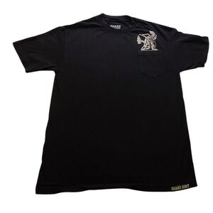 Shake Junt Men's Black Pocket T-Shirt Graphic Roach Wussup Haters‎ Cotton Large